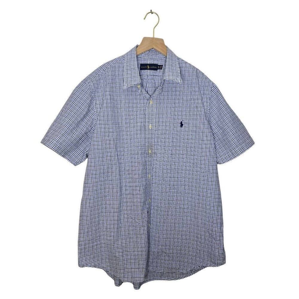 Ralph Lauren Short Sleeve Button Down Size XL Blue Checkered